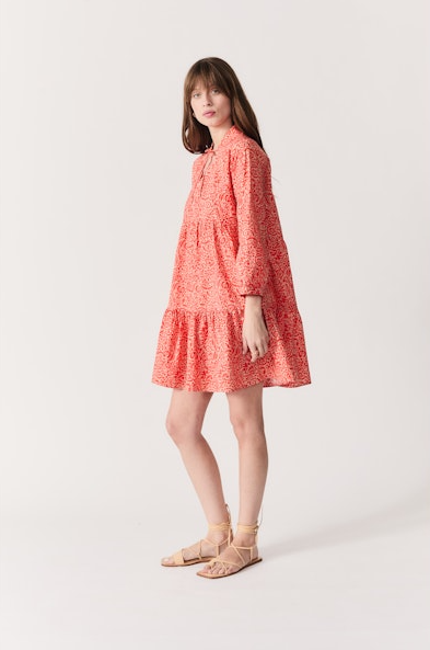 Mafra Printed Dress in red flowers by Deluc