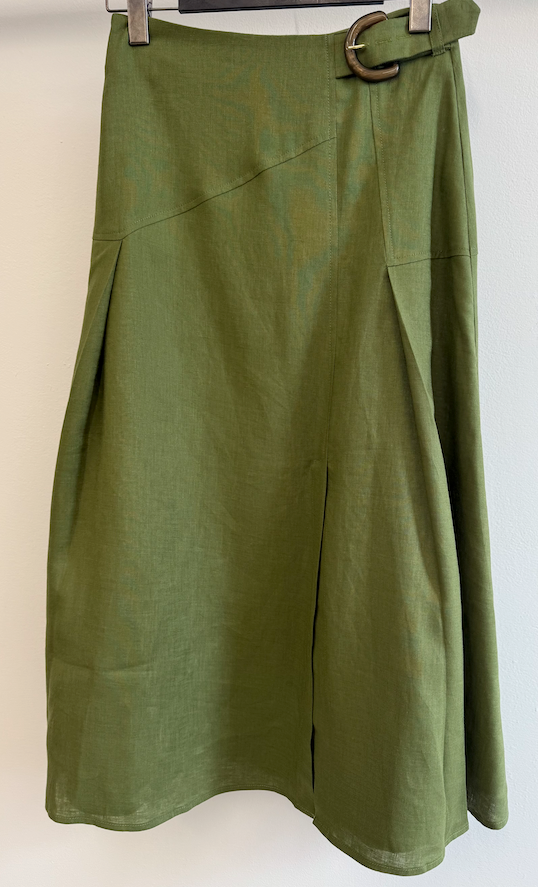 Burnice Linen Skirt in khaki by Exquise