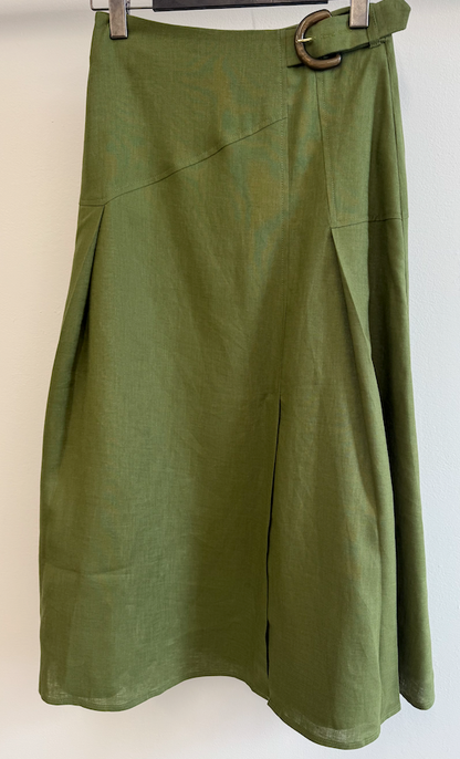 Burnice Linen Skirt in khaki by Exquise