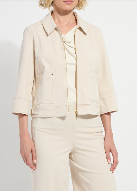 Nylah Detail Crop Jacket in crisp chino by Lysse