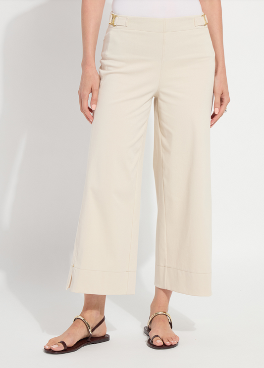 Nylah Detail Wide Leg Crop Pant in crisp chino by Lysse