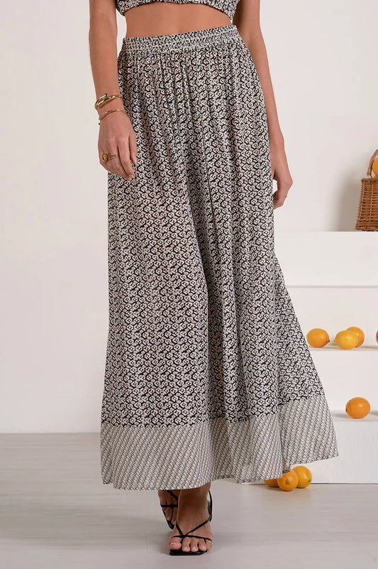 Printed Maxi Skirt in black zina by Elan