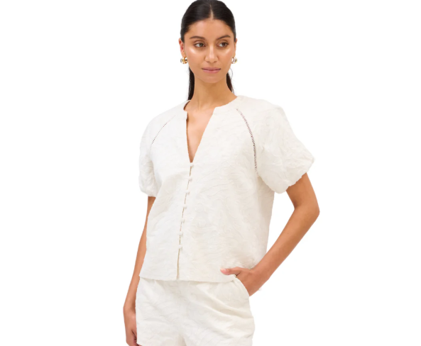 Embroidered Josephine Top in bone by Allison