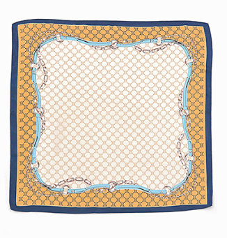 Chain Print Silky Bandana scarf in cream/navy