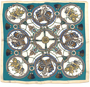Horse Print Silky Bandana in blue
