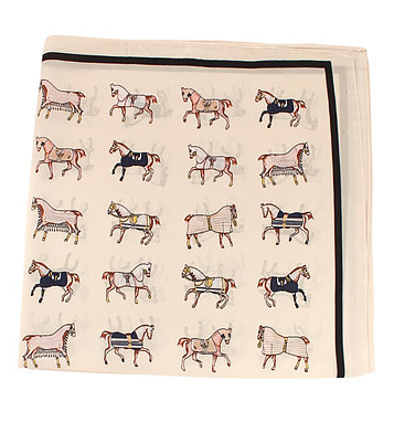 Horse Print Bandana Scarf in ivory