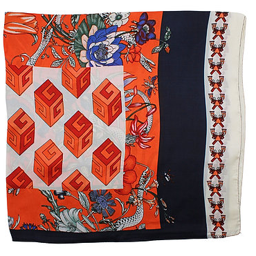 Floral Printed Bandana Scarf in orange