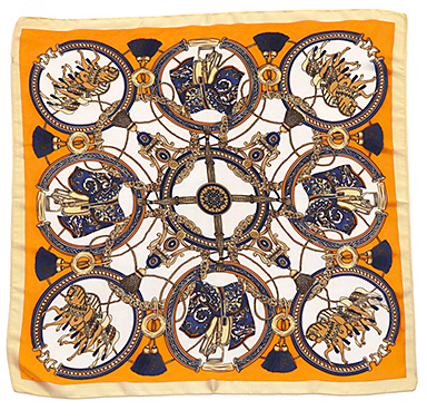 Horse Print Silky Bandana in orange