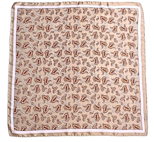 Paisley Printed Bandana Scarf in taupe/brown