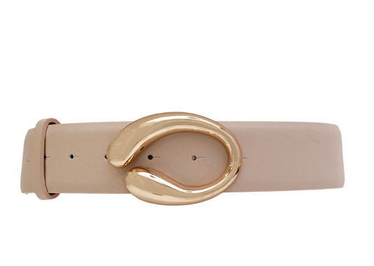 Puffy Curved Buckle Belt in taupe