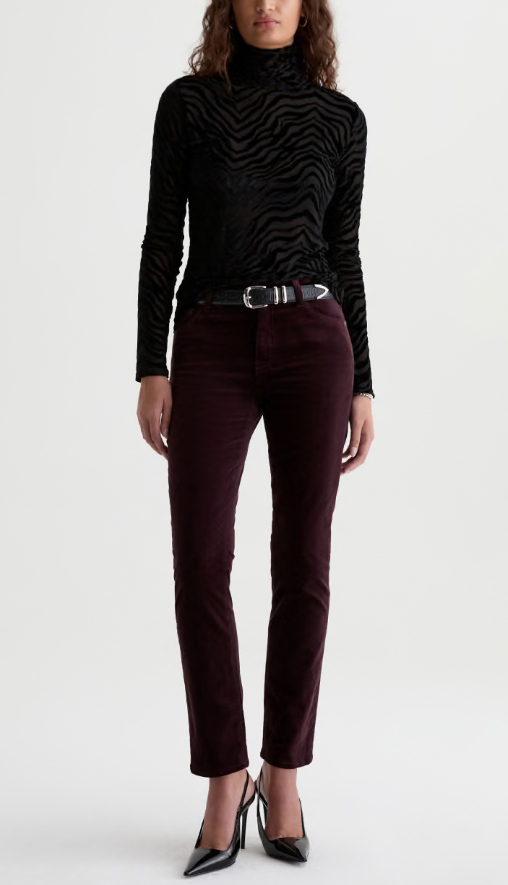 Mari High Rise Slim Straight in cherry swing by AG