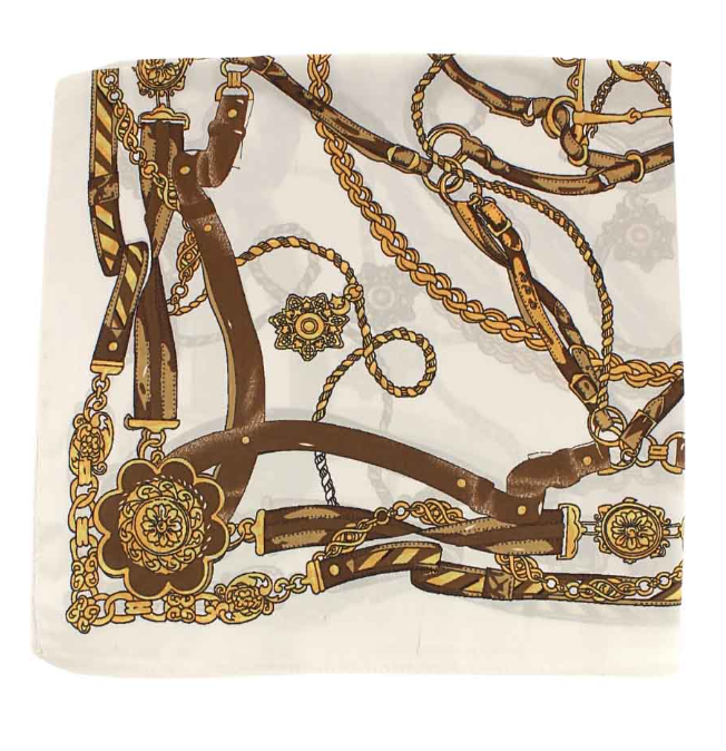 Buckle Print Bandana Scarf in white