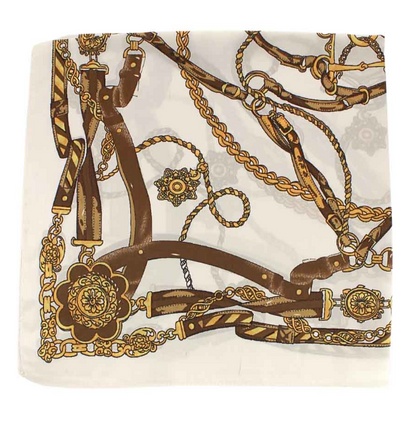 Buckle Print Bandana Scarf in white