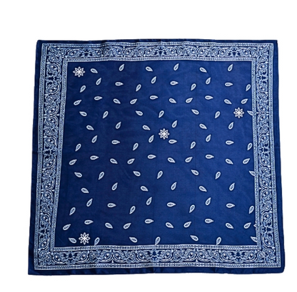 Paisley Printed Bandana Scarf in navy