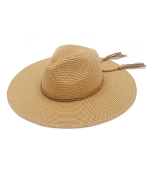 Braid Tassel Band Straw Hat in tan