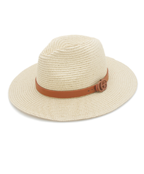 Buckle Band Straw Hat in cognac/natural