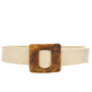 Square Lucite Buckle Straw Belt in natural