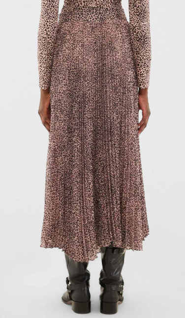 Baby Leopard Pleated Maxi Skirt in pink by Farm Rio