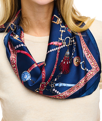 Chain Print Silky Bandana in navy