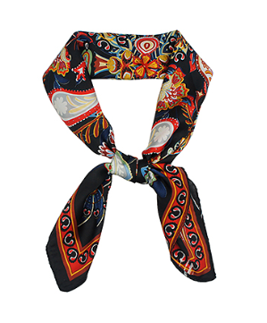 Bohemian Paisley Border Scarf in black