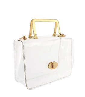 Clear Bag with Turn-Lock in gold