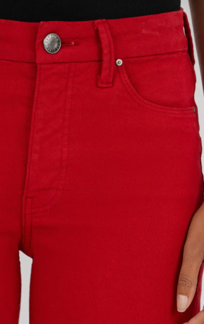 Meg High Rise Wide Leg Raw Hem in ruby red by KUT