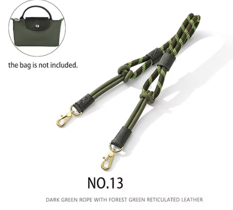 Braided Nylon Strap in dark green rope with forest green reticulated leather