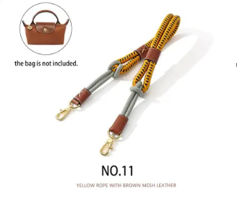 Braided Nylon Strap in yellow rope with brown mesh leather