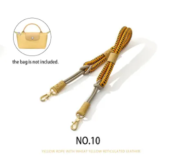 Braided Nylon Strap in yellow rope with wheat yellow reticulated leather