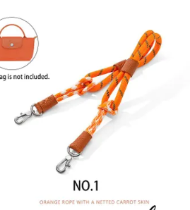 Braided Nylon Strap in orange rope with a netted carrot skin