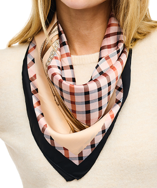 Chain Plaid Silky Bandana in camel