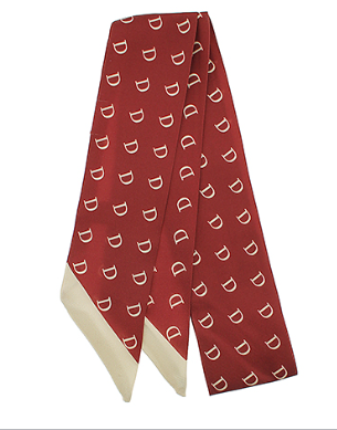 Printed Initial Narrow Scarf in burgundy/ivory