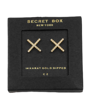 CZ X Studs in gold by Secretbox