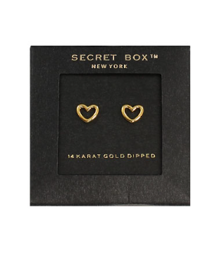 Mini Heart Wire Studs in gold by Secretbox