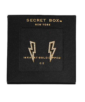 CZ Lightning Frame Earrings in gold by Secretbox