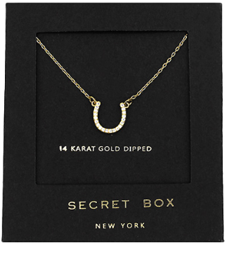 Paved Horseshoe Necklace in gold by Secretbox