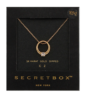 CZ Ring Pendant Necklace in gold