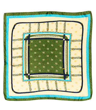Multi Printed Silky Bandana scarf in green