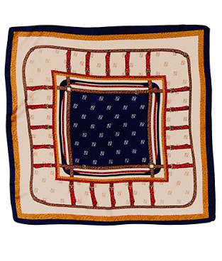 Multi Printed Silky Bandana scarf in navy