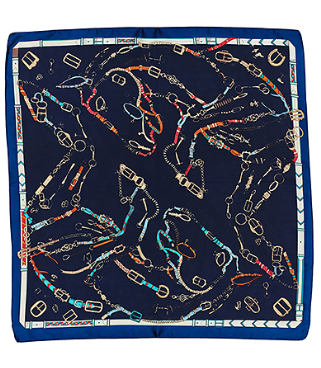Chain Belt Print Silky Bandana scarf in navy