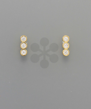 CZ Bar Stud Earrings in gold