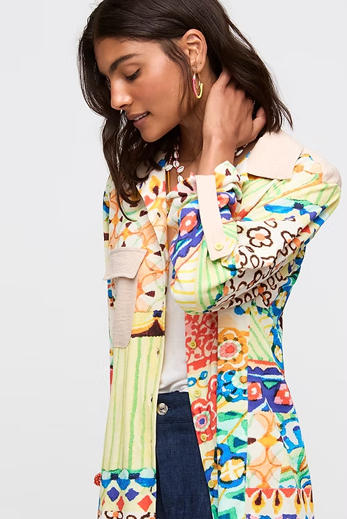 Celta Printed Button Up Sweater/Shirt in amarillo by Aldo Martins