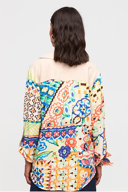 Celta Printed Button Up Sweater/Shirt in amarillo by Aldo Martins