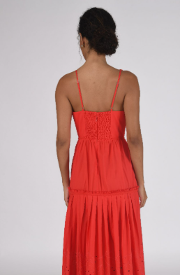 Ruhani Bustier Midi Dress in scarlet bloom by Ash & Eden