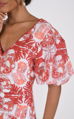 Yara Midi Dress in ruby vine by Ash & Eden