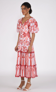 Yara Midi Dress in ruby vine by Ash & Eden