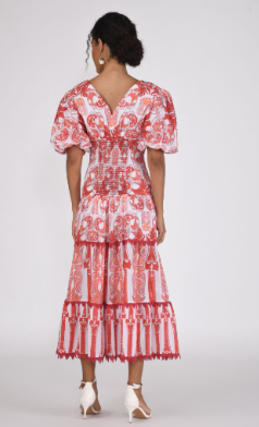 Yara Midi Dress in ruby vine by Ash & Eden