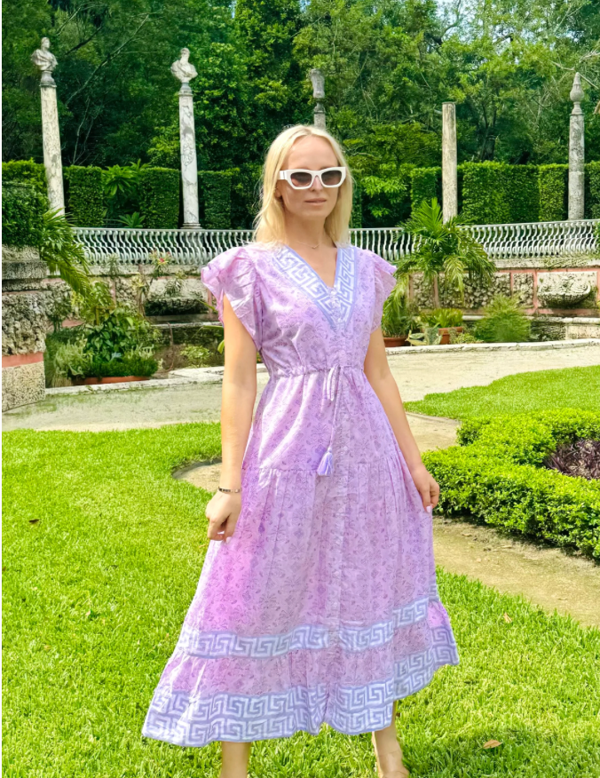 Amalfi Maxi Dress in hellenic lilac by Isla Payal
