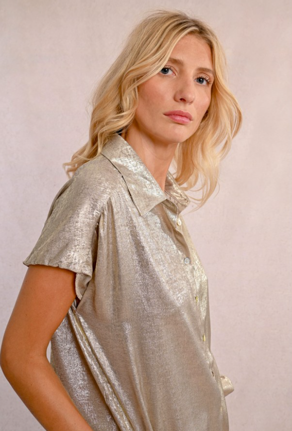 Short Sleeve Shirt in gold by Molly Bracken