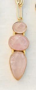 Triple Gemstone Pendant on XL Paperclip 18" Necklace in gold by Virtue